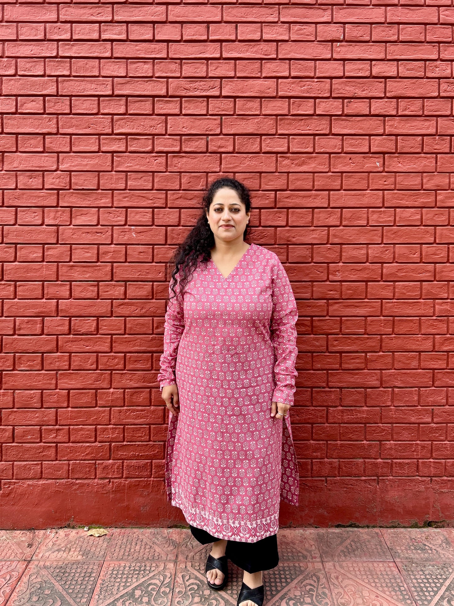 Soft pink buti kurta