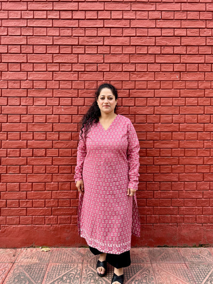 Soft pink buti kurta