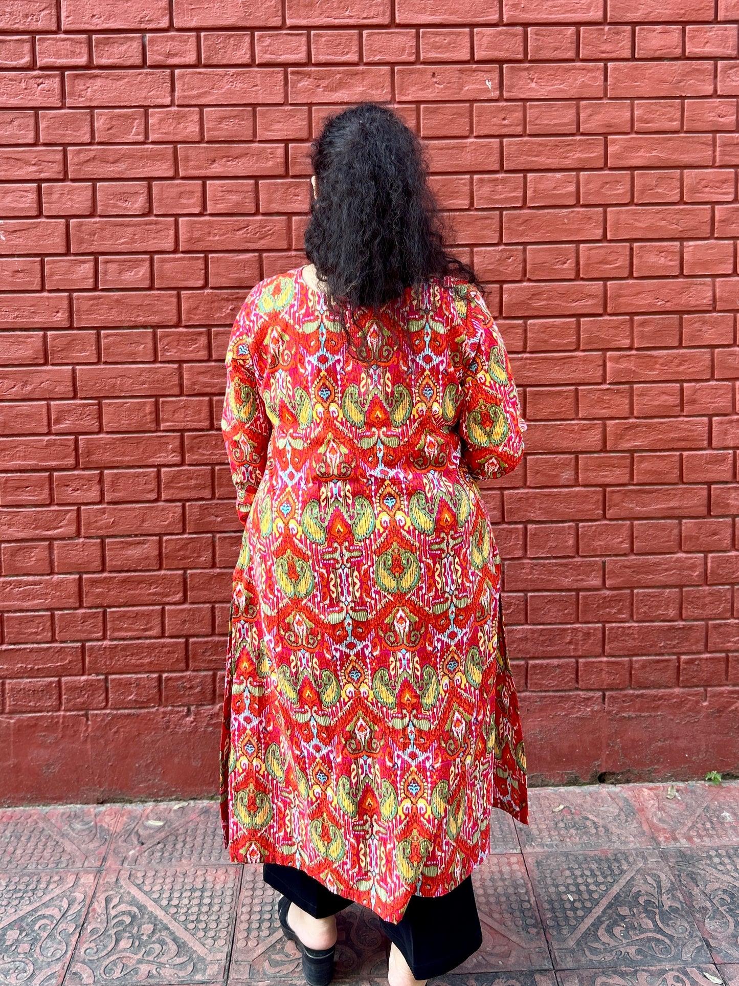 Red Bloom Straight Kurta