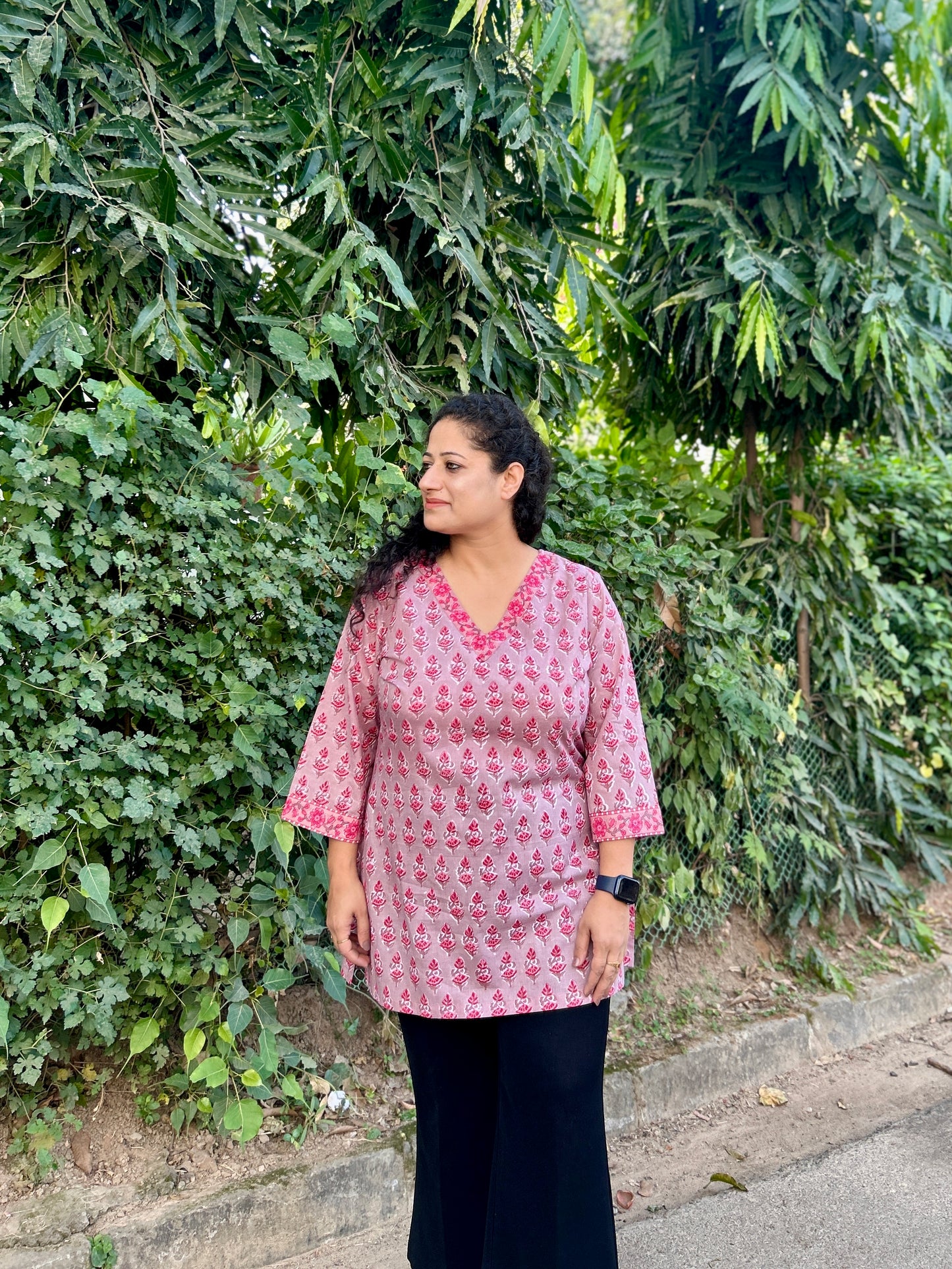 Blush Pink Hand-Block Printed Cotton Kurti