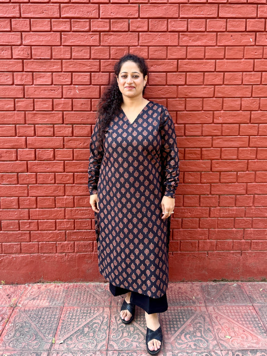 Midnight Motif Printed Straight Kurta