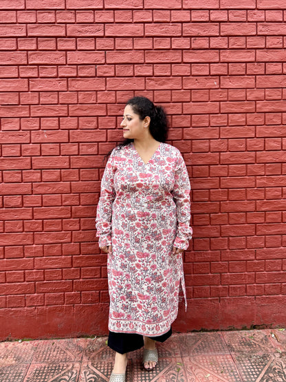 Soft pink flower kurta