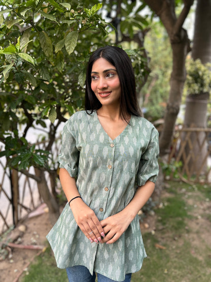 Pista Green Ikkat Shirt