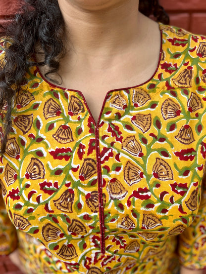 Sunshine Bloom Handblock Kurti