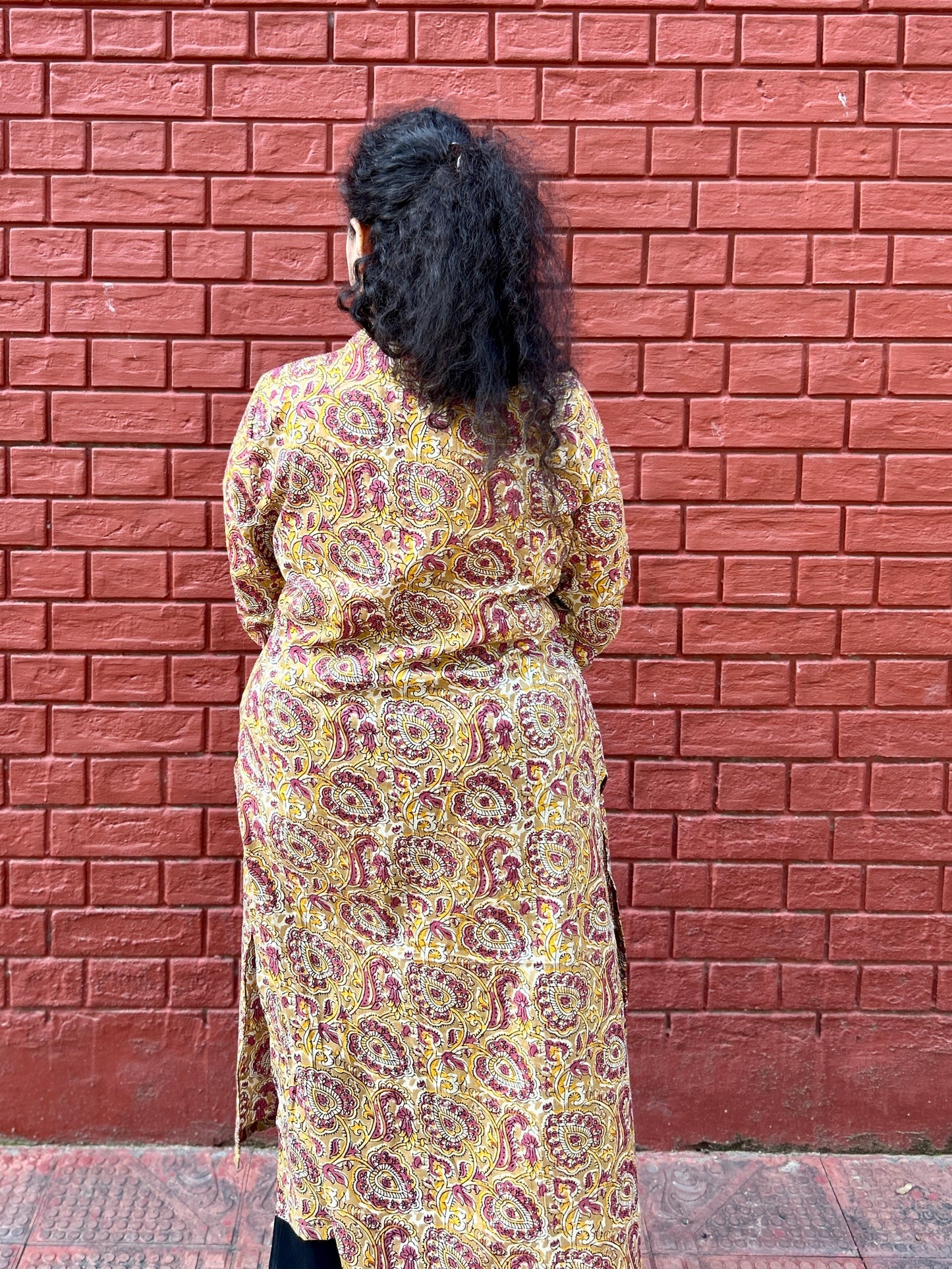 Mustard Paisley Bloom Straight Kurta