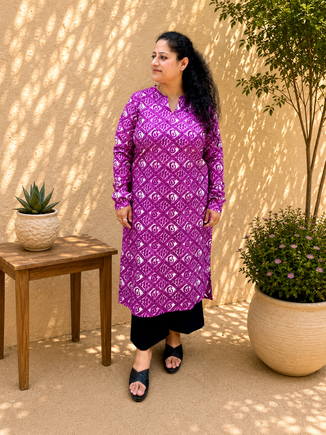 Purple Printed Kurta