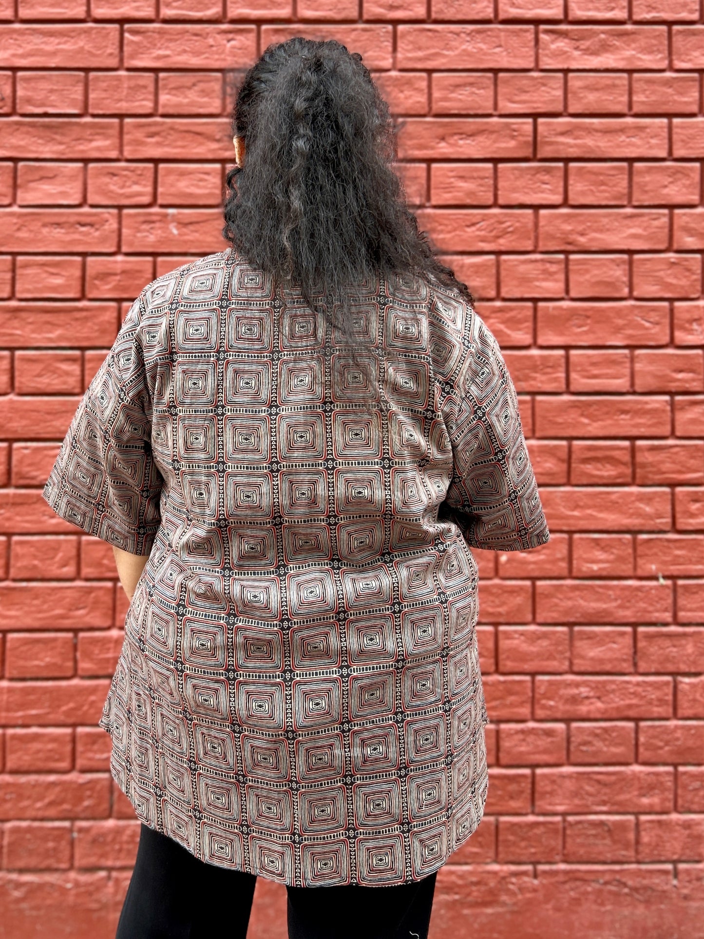 Brown Geometric Print Shirt ✨