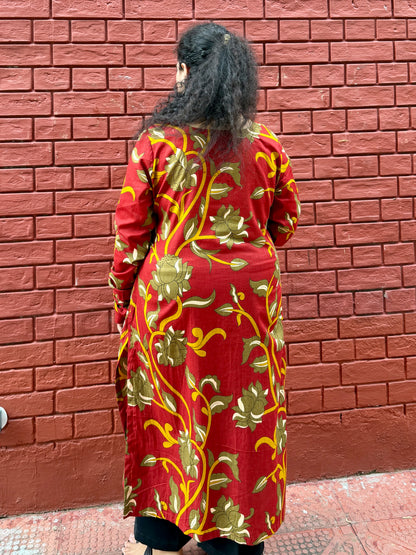 Red Floral Kurta