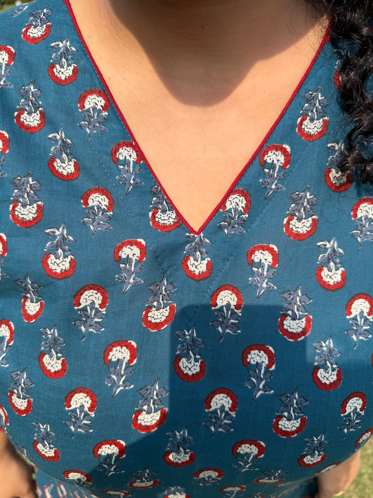 Blue buti 100% cotton kurti