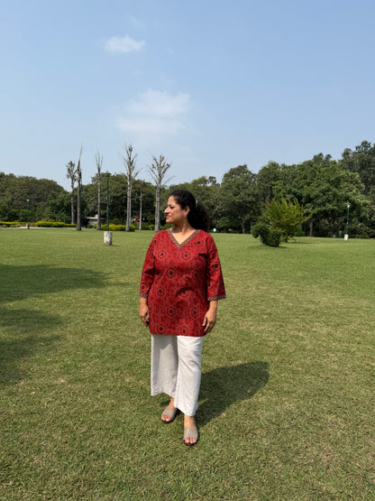 Red Printed Kurta