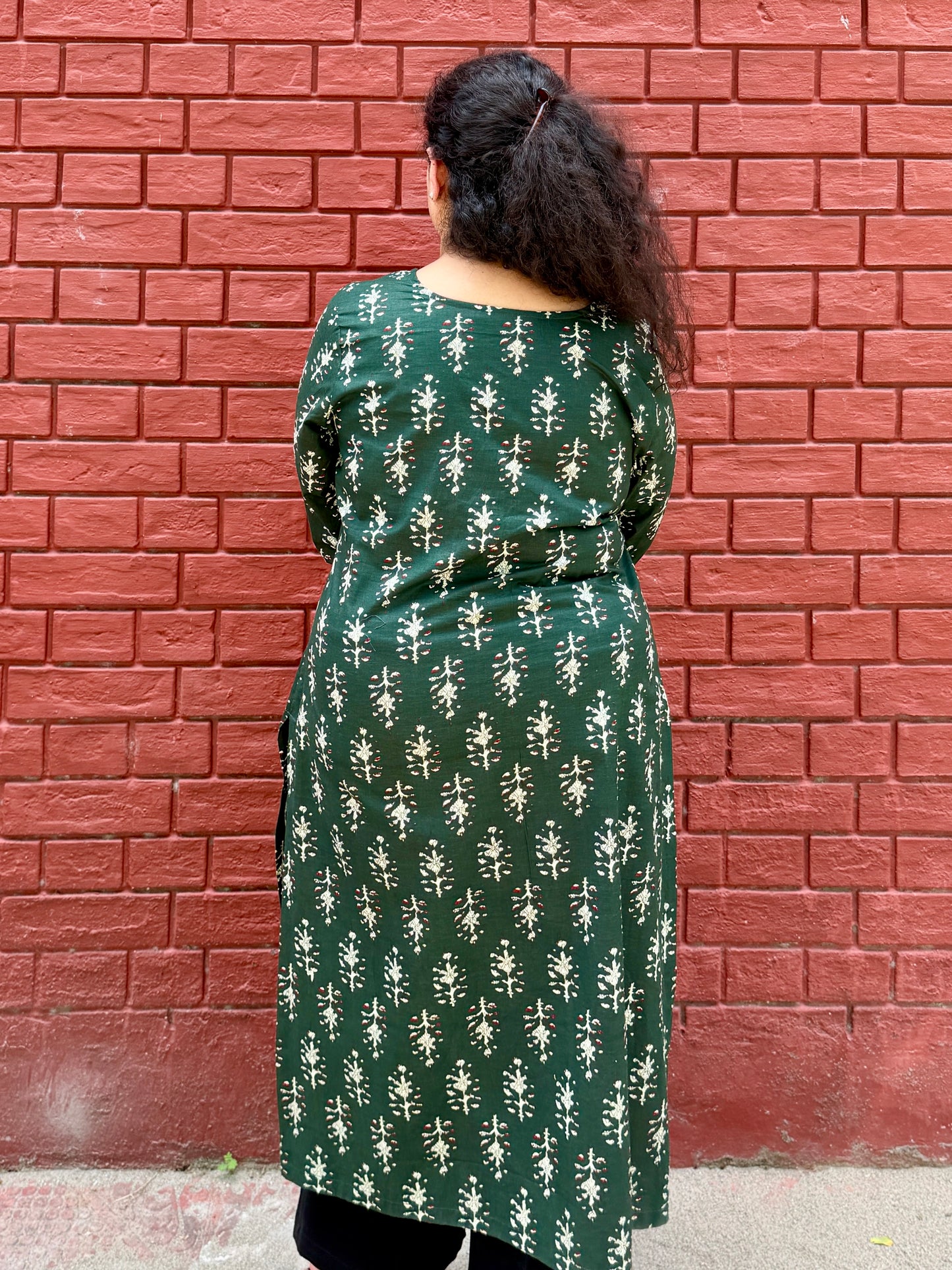 Bottle Green Leaf Kurta