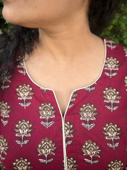 Gulabi Block Print Straight Kurta