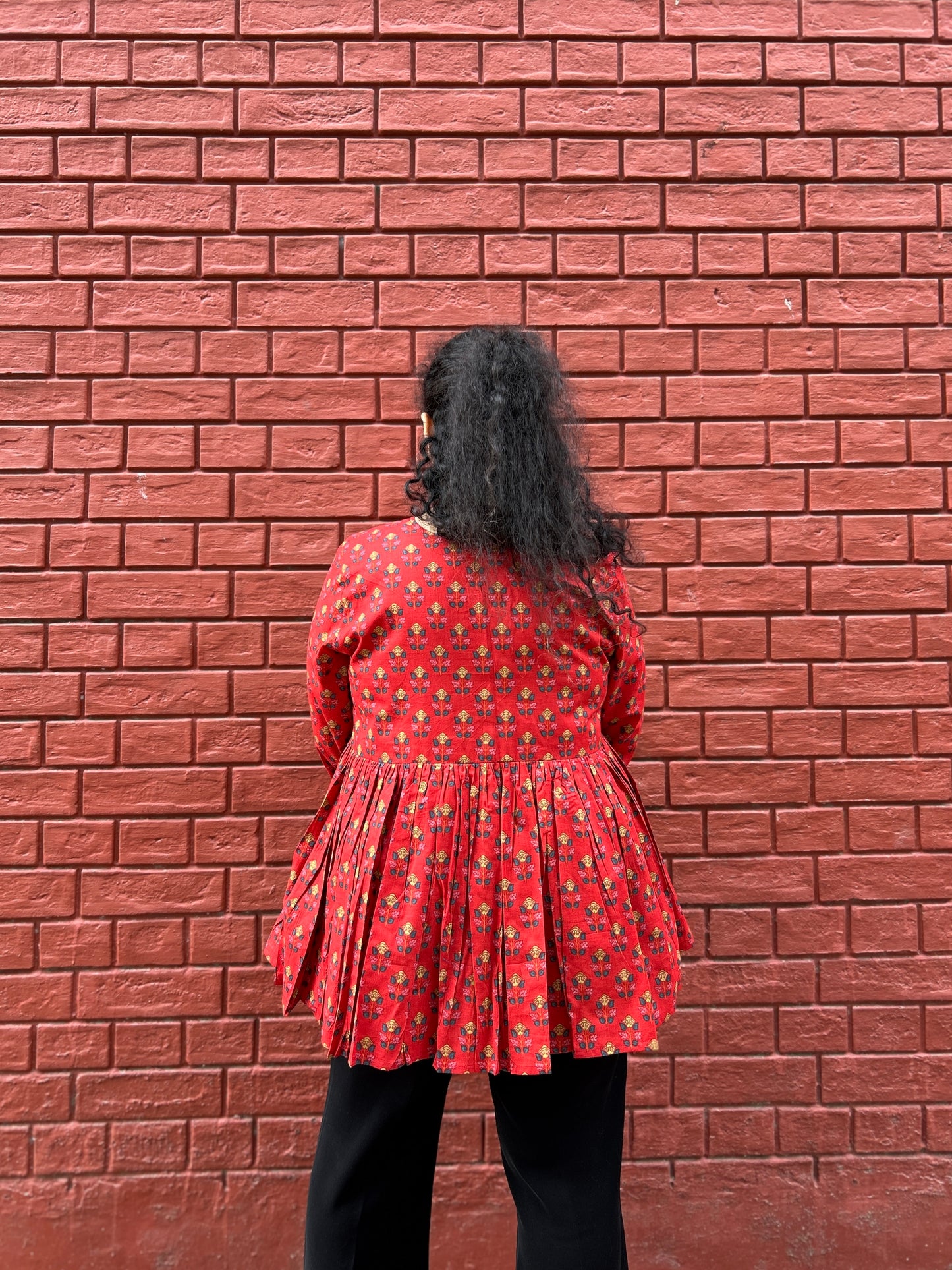 Laal Booti Gather Top ⭐