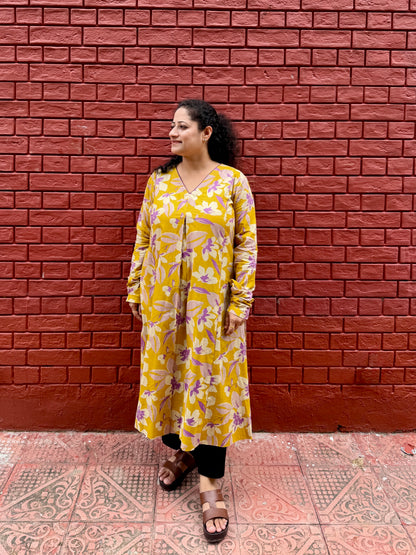 Mustard Meadow A-Line Kurta