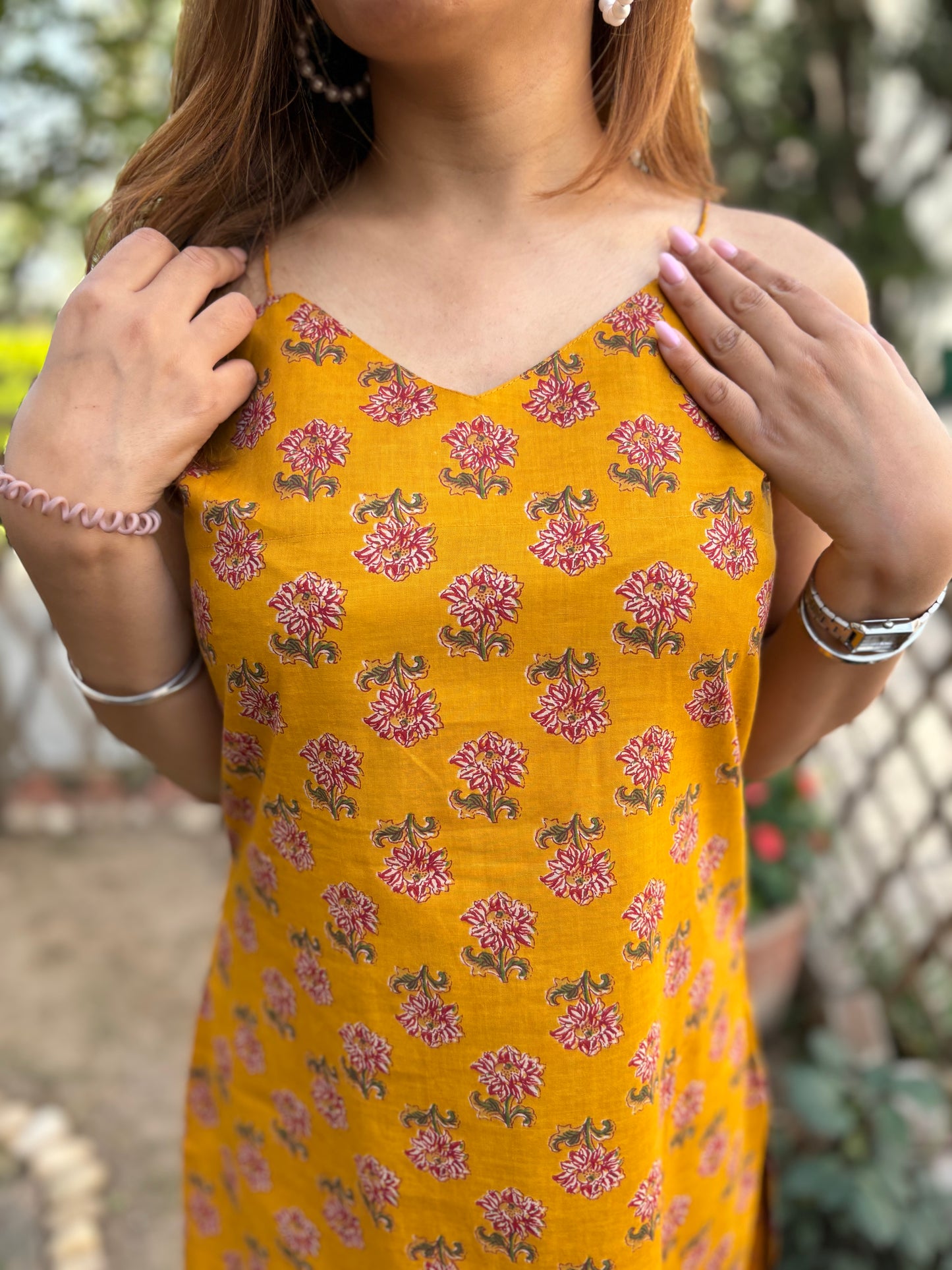 Mustard butti kurta
