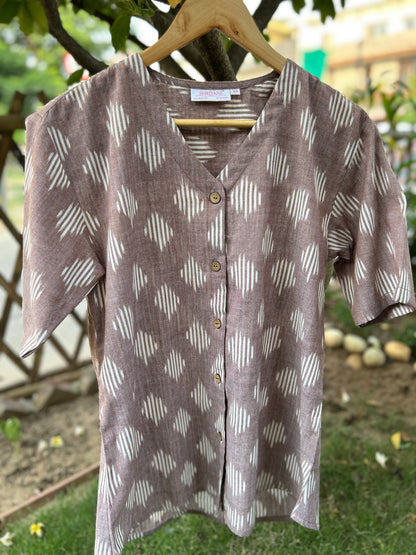 Wine colour Ikkat Shirt