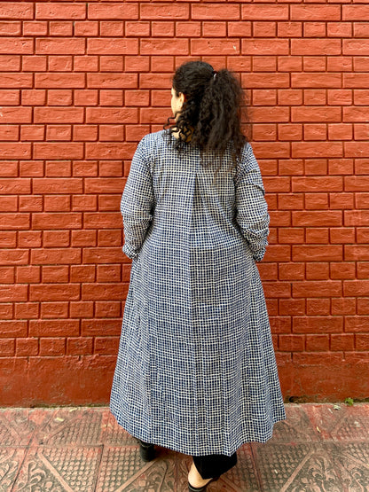 Navy checks A-line kurta with pockets ✨