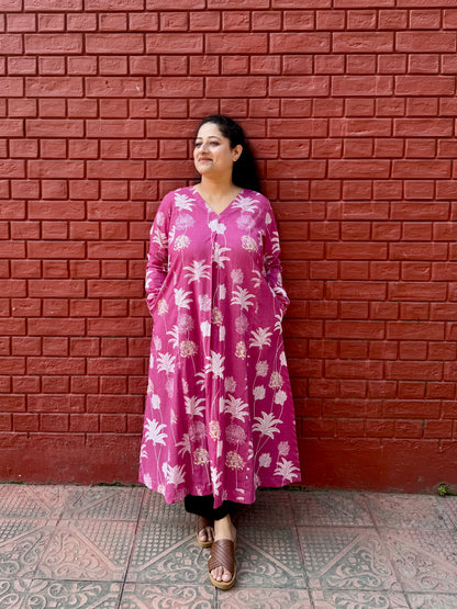 Gulabi Phool A line kurta