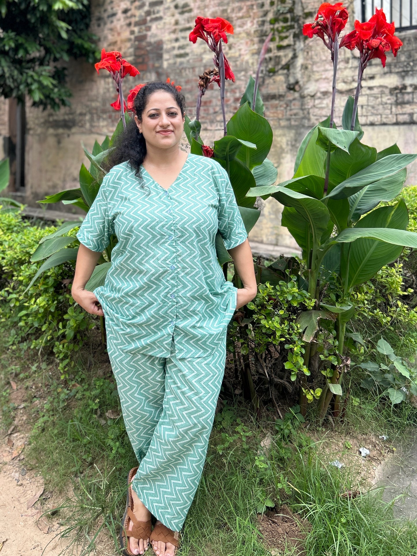 Mint Wave Cotton Co-ord Set
