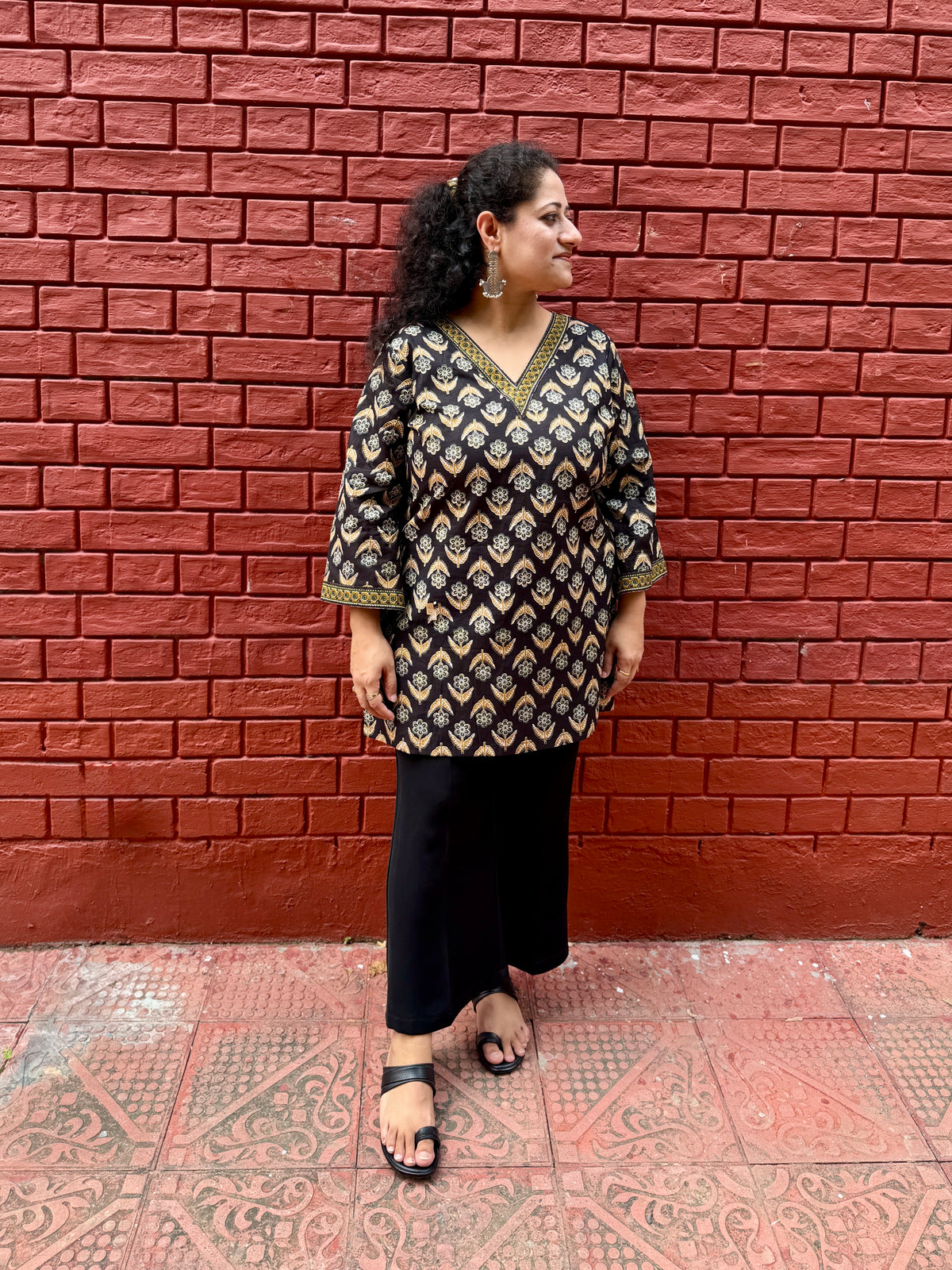 Noor Black Printed Kurta