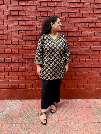 Noor Black Printed Kurta