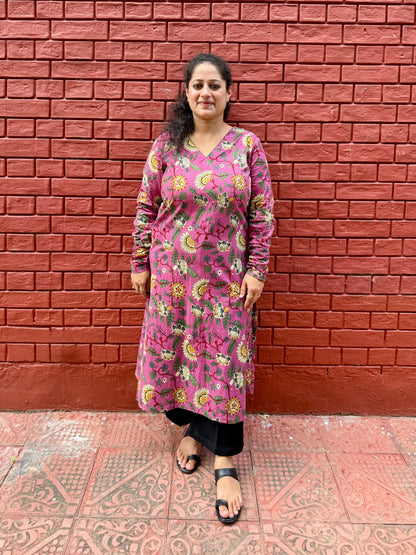 Pink Floral Kurta