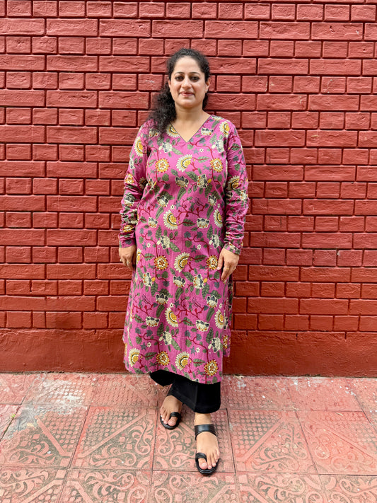 Pink Floral Kurta