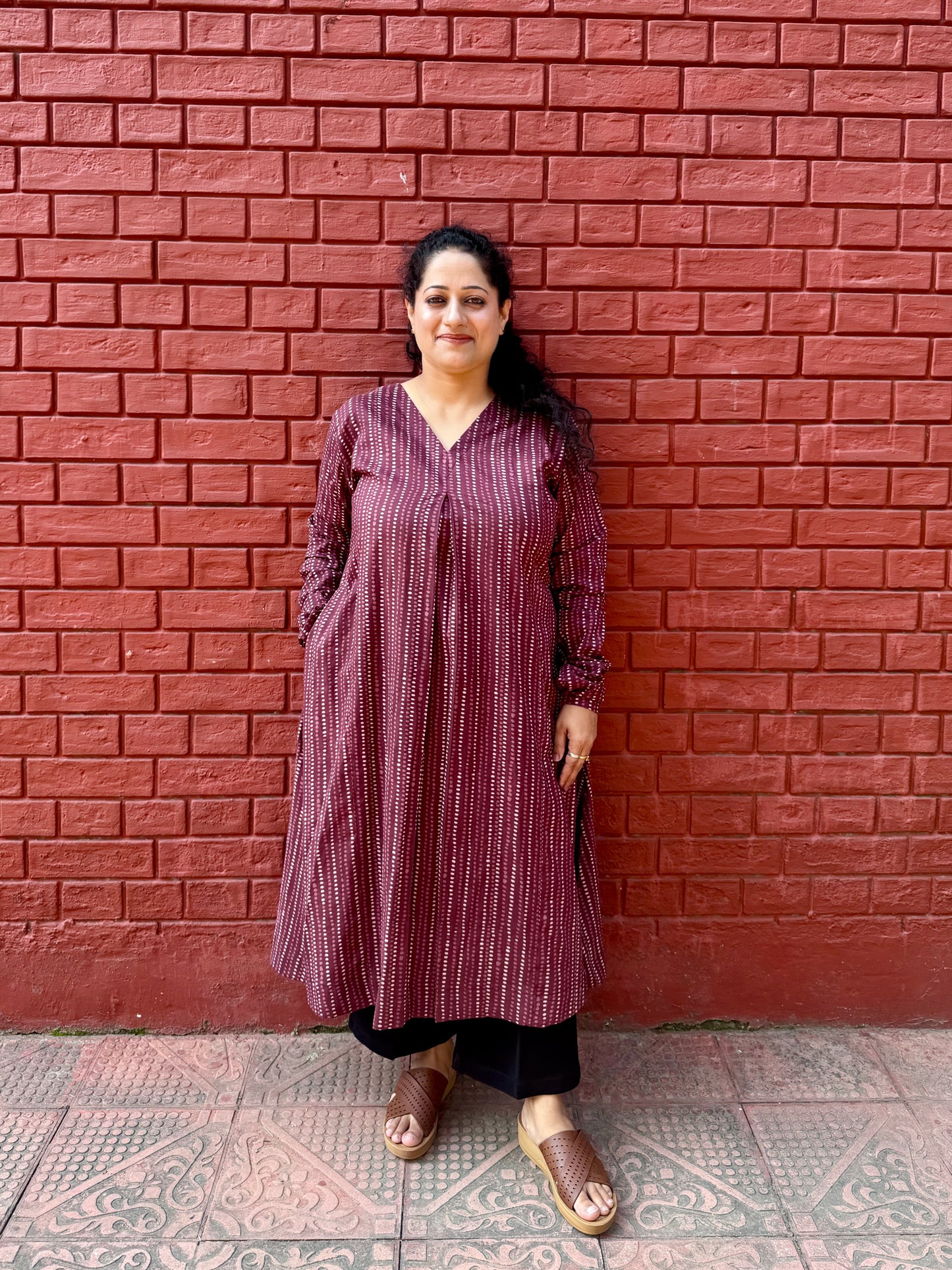 Wine buti A line kurta
