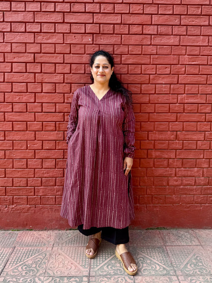 Wine buti A line kurta