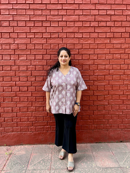 Wine colour Ikkat Shirt