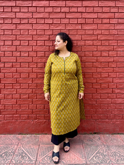 Mustard Design Kurta