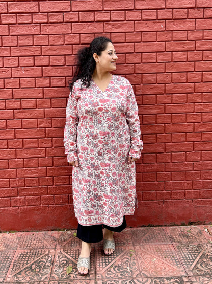 Soft pink flower kurta