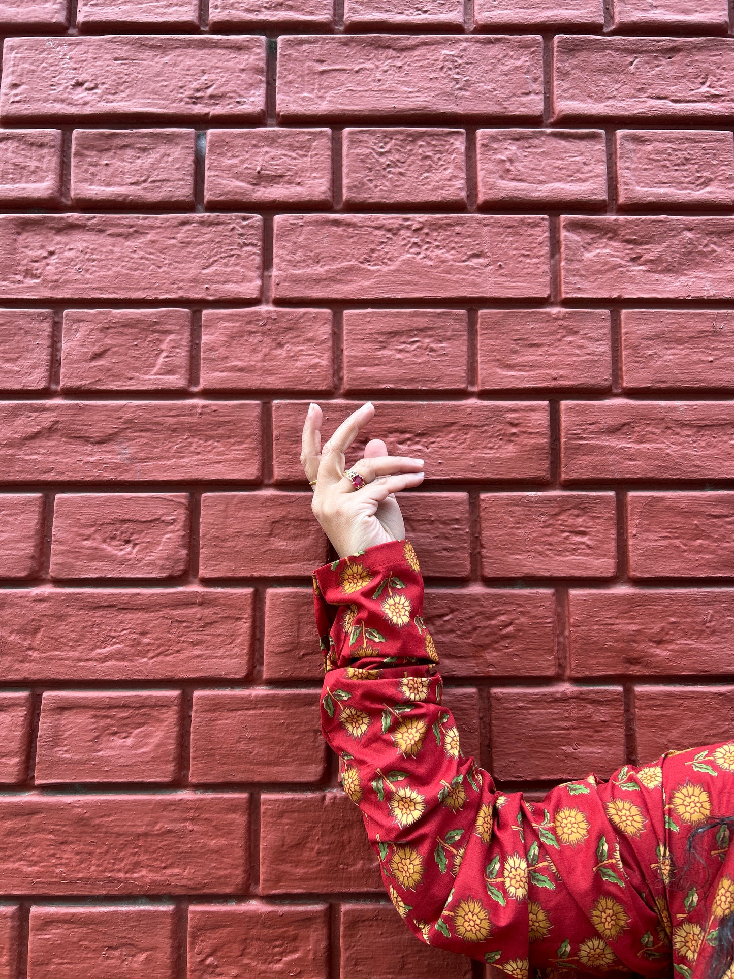 Red Floral Ajrakh Kurta