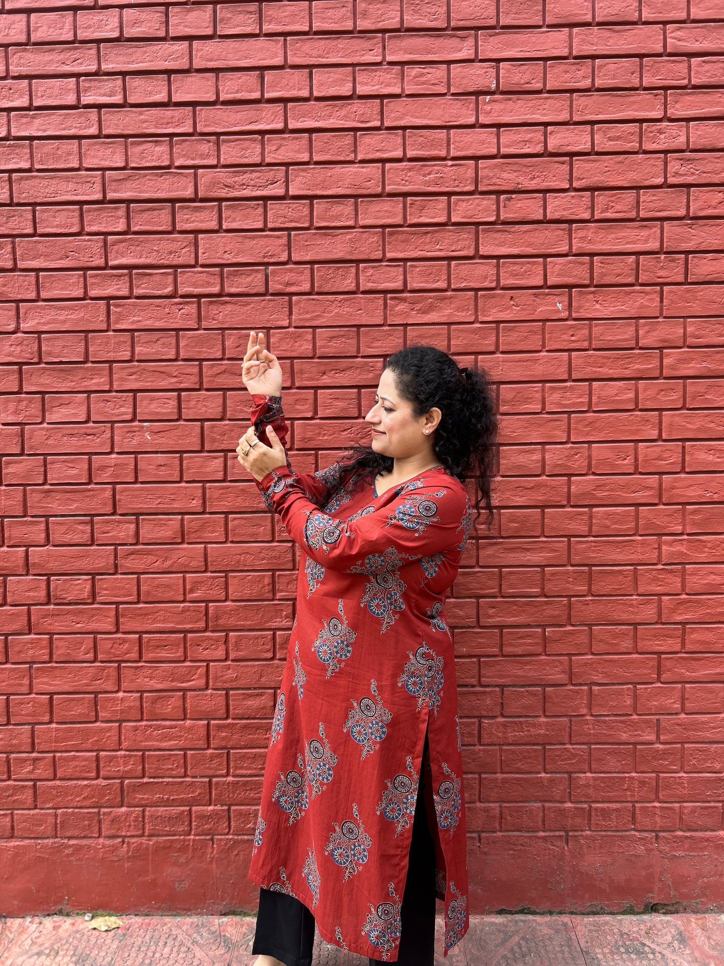 Red Floral Kurta