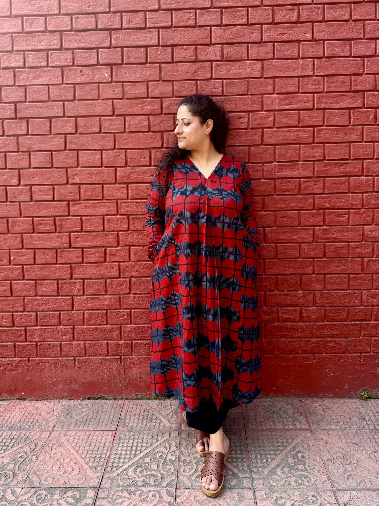 Red circle A line kurta