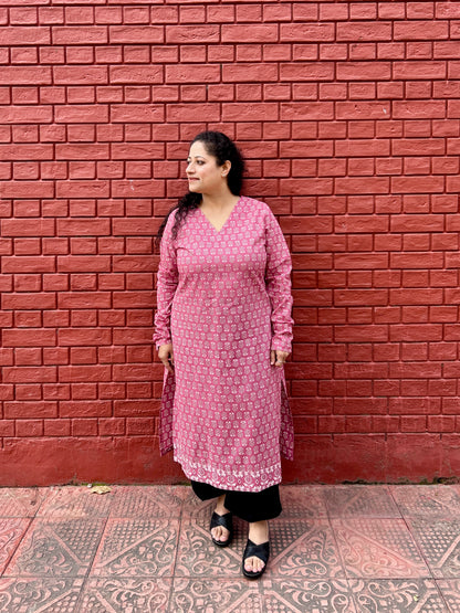 Soft pink buti kurta