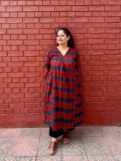 Red circle A line kurta