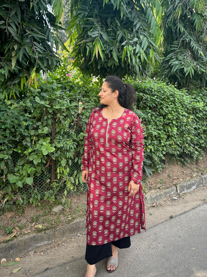 Gulabi Block Print Straight Kurta