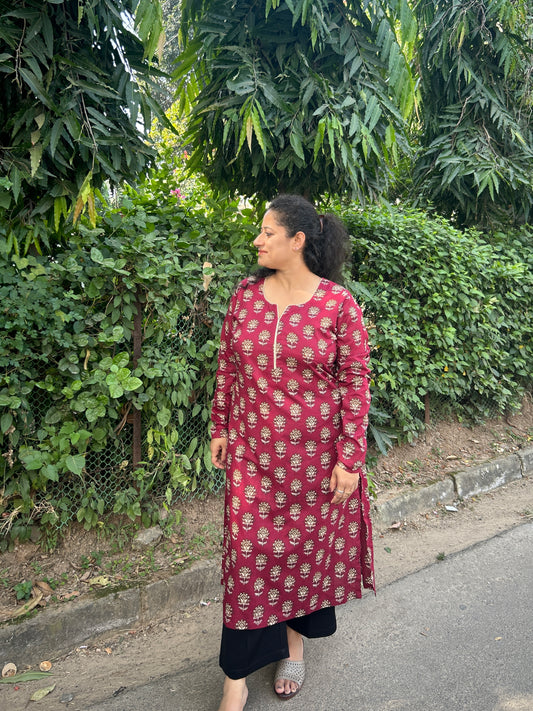 Gulabi Block Print Straight Kurta