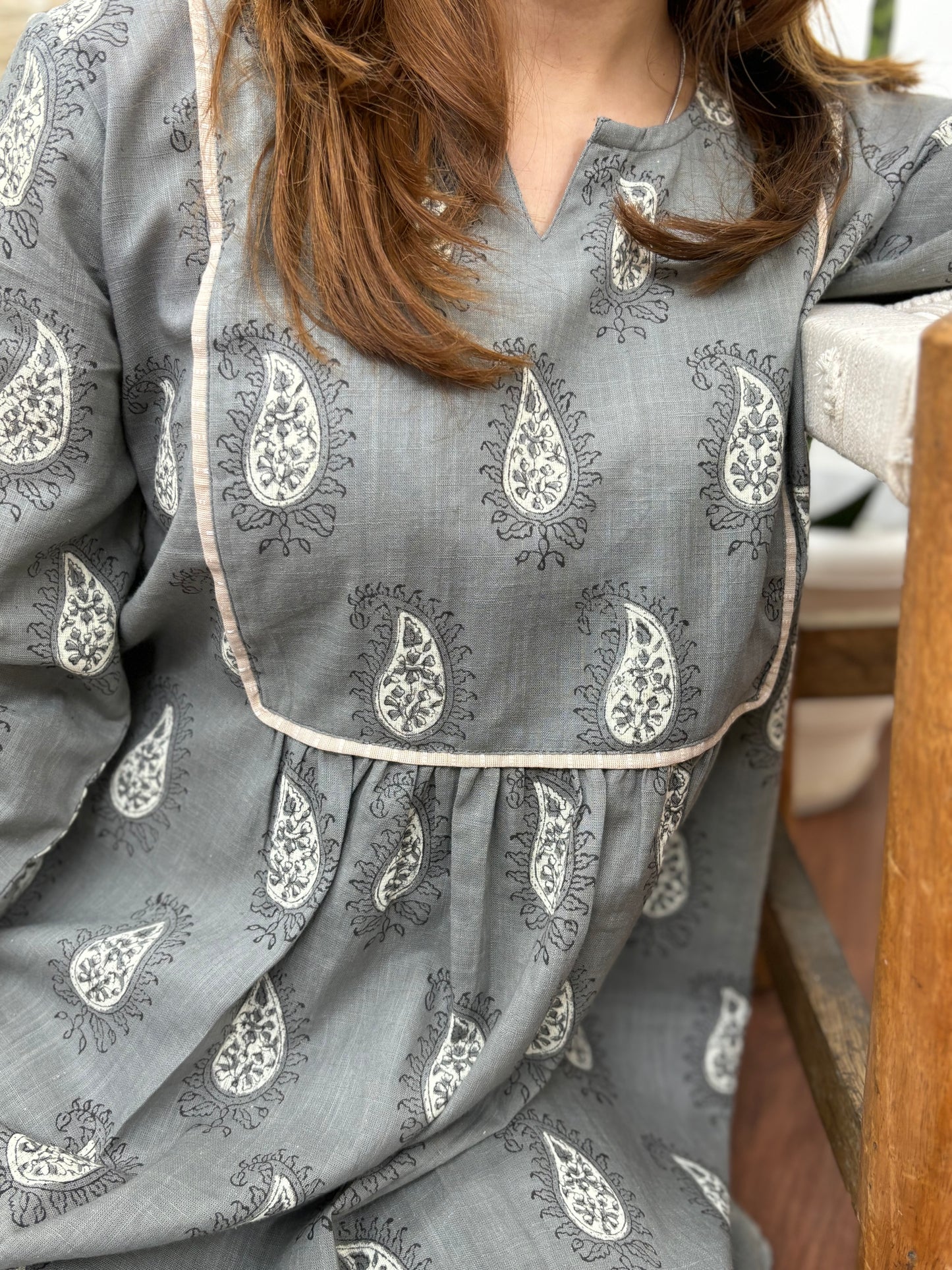 Grey Ambi Gather short kurti