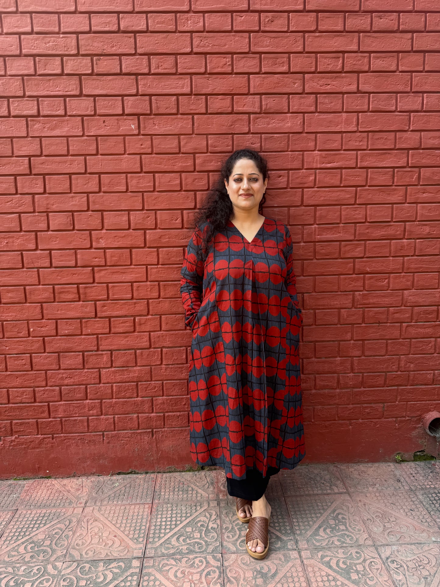 Red circle A line kurta