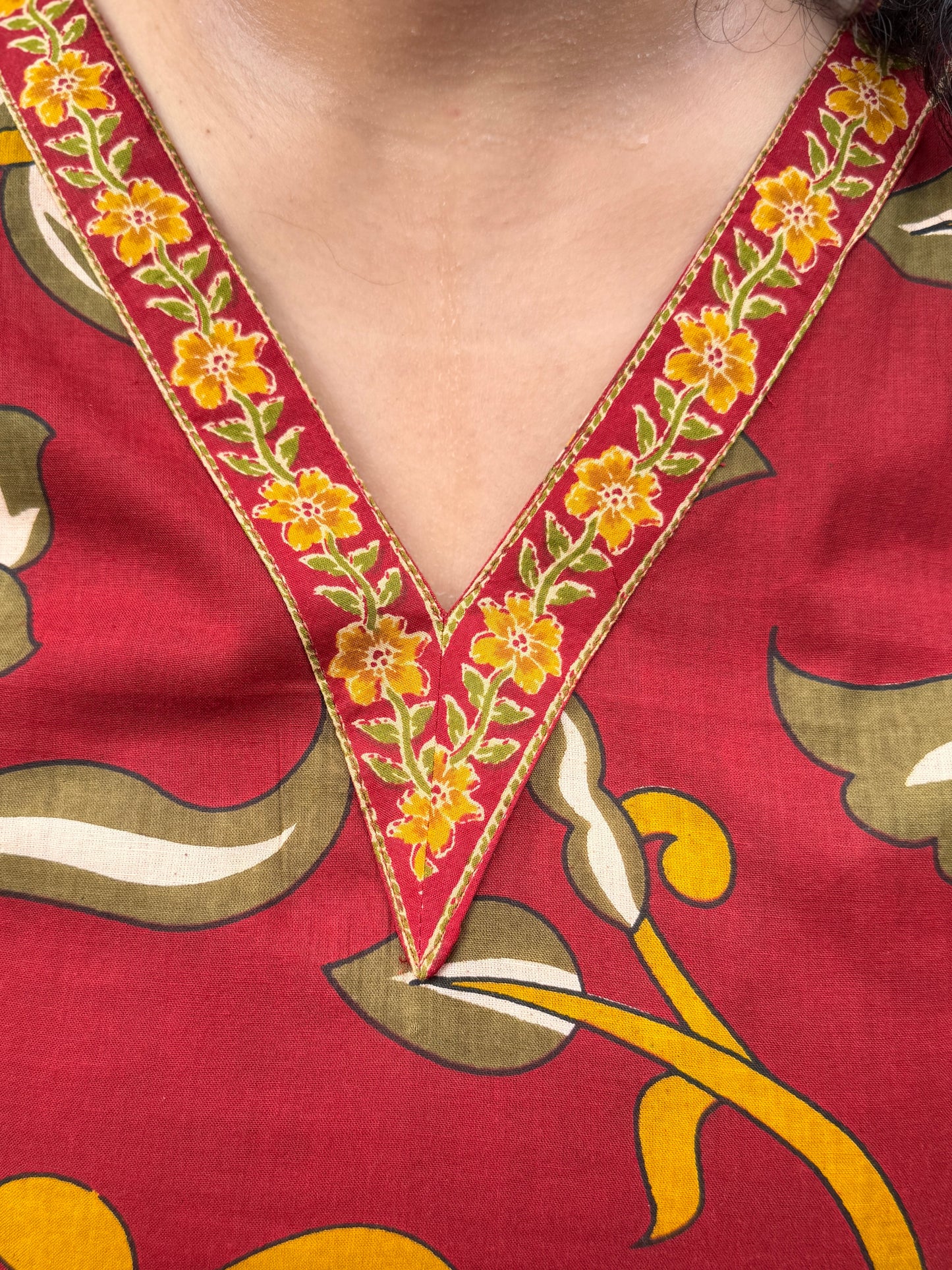 Red Floral Kurta