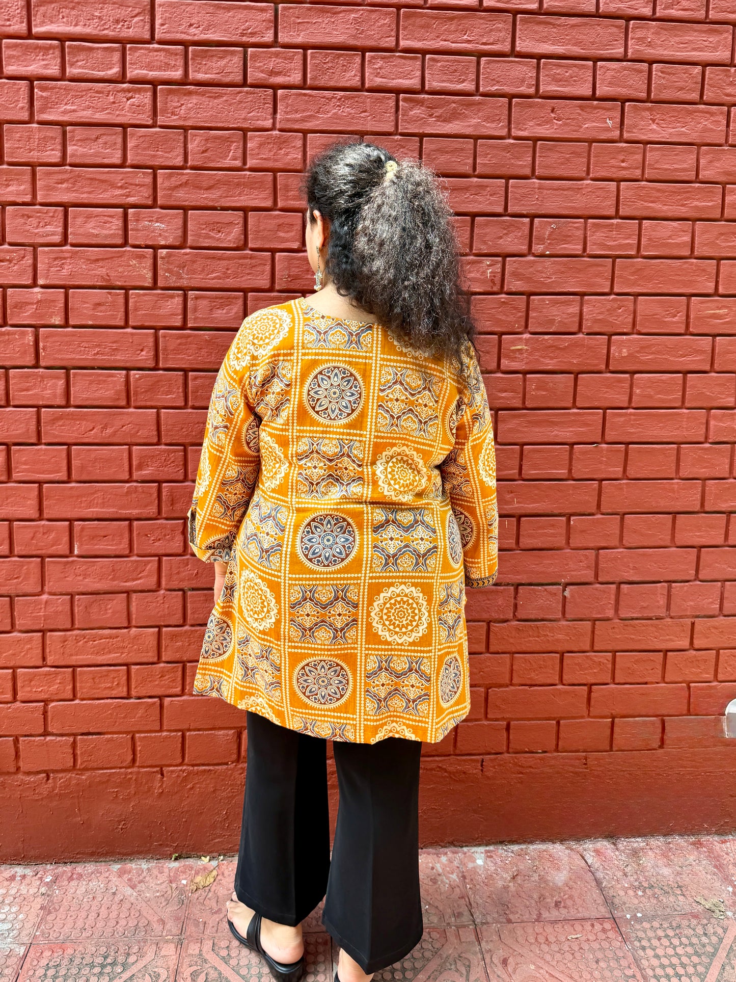 Mustard Block kurta
