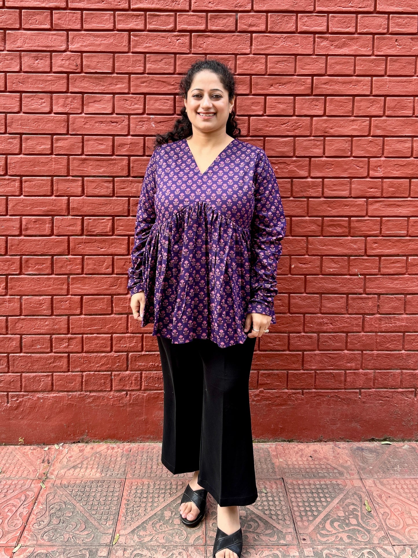 Jamuni Printed Gather Top