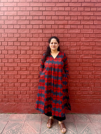 Red circle A line kurta