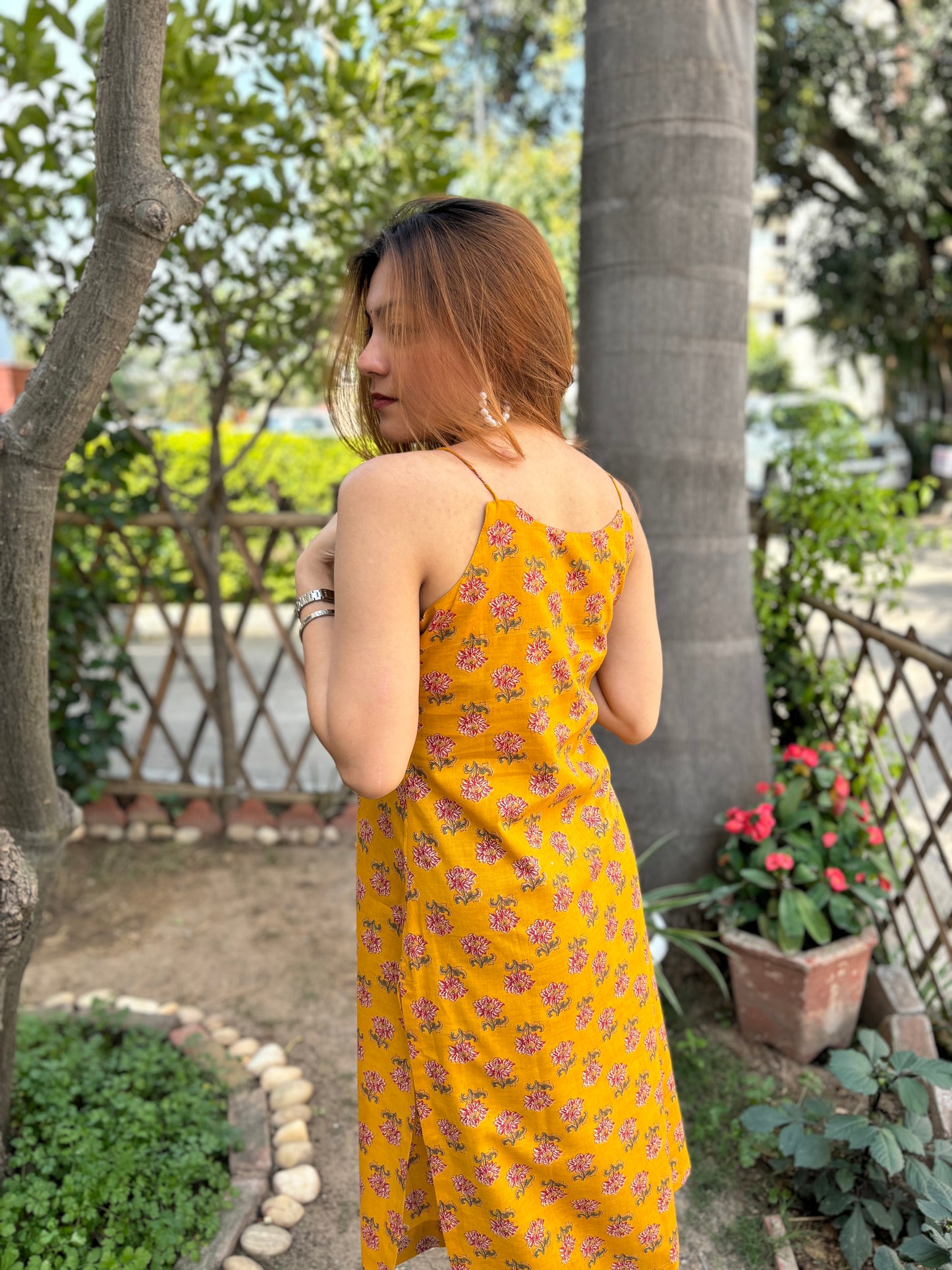 Mustard butti kurta