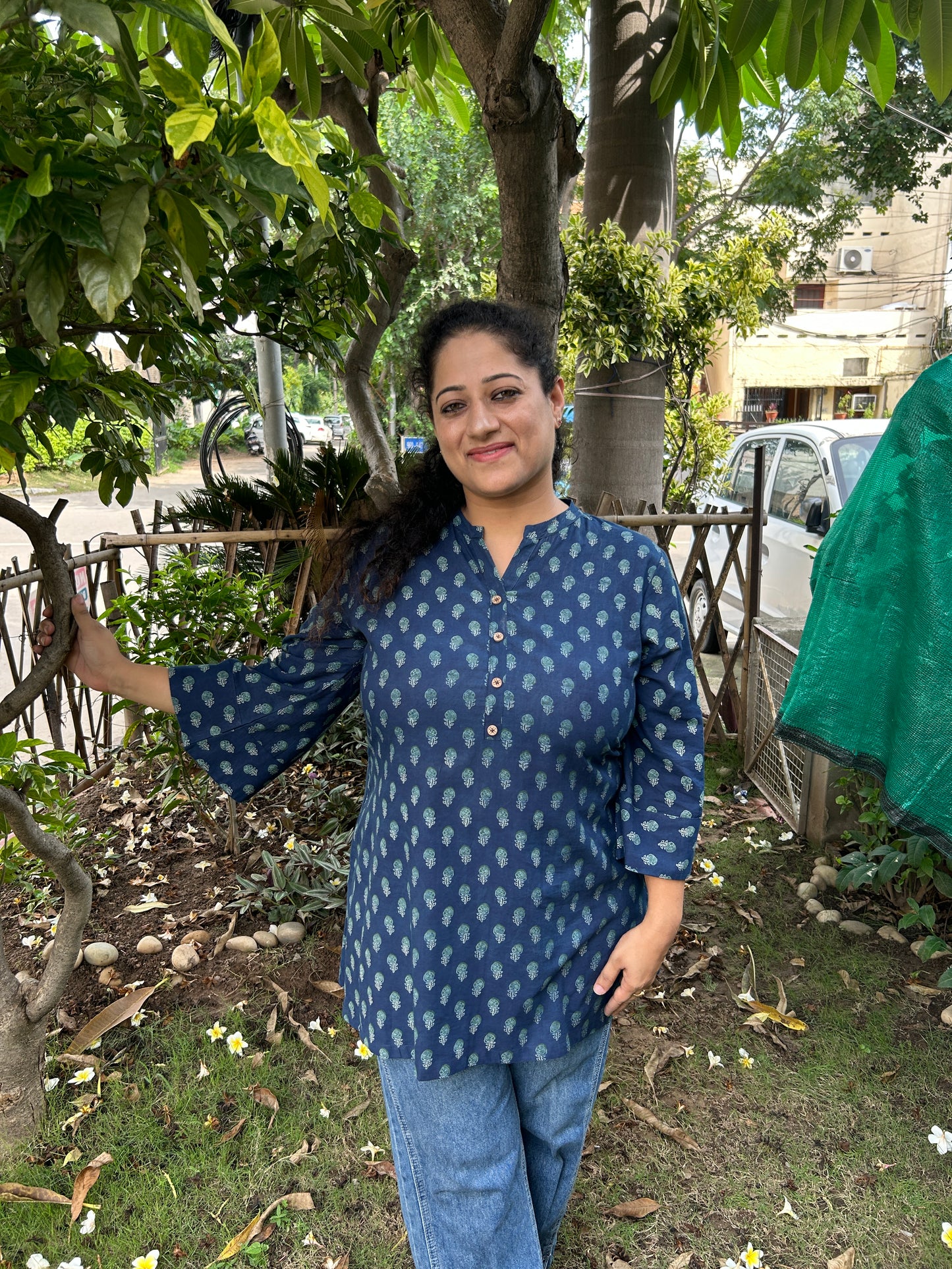 Indigo Blue Handblock Printed Cotton Kurta