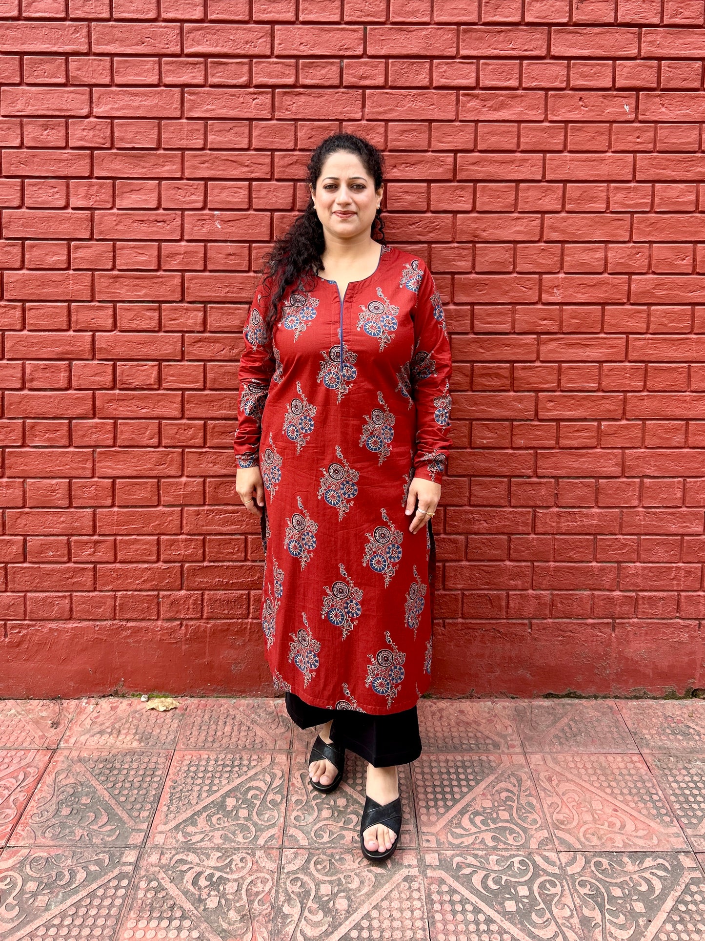 Red Floral Kurta
