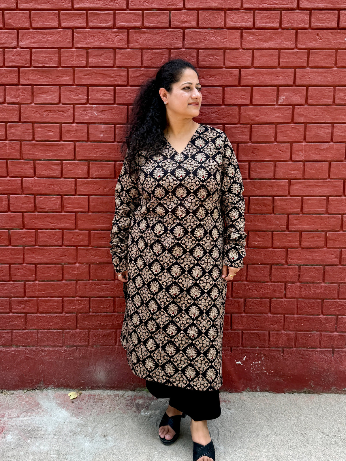 Black Geometric kurta