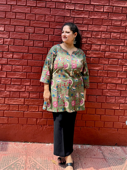 Green Floral Kurta